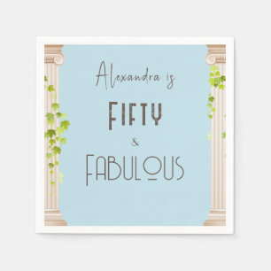 Serviette En Papier Cinquante Fabuleux Anniversaire Bleu Thème Grec