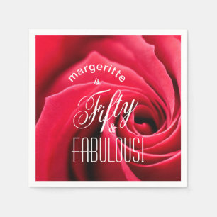 Serviette En Papier Cinquante & FANTASTIQUE ! Anniversaire Rose Rouge