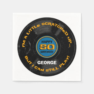 Serviette En Papier Cinquantième anniversaire rayé de disque