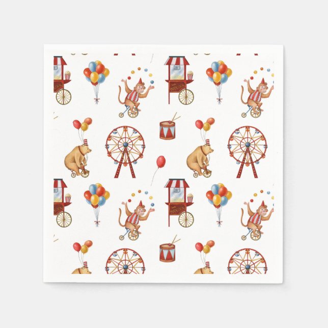 Serviette En Papier cirque carnaval animaux anniversaire ou baby showe (Devant)