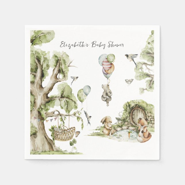 Serviette En Papier Cirque Carnaval | Fête de Naissance dans la Forêt  (Devant)