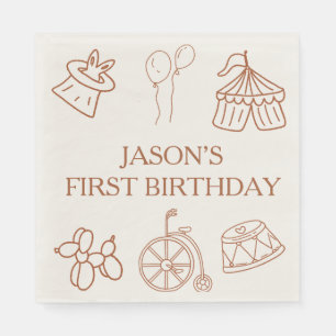 Serviette En Papier Cirque d'anniversaire pour le premier anniversaire