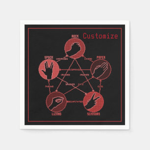 Serviette En Papier Ciseaux en papier rouge Lizard Spock serviettes