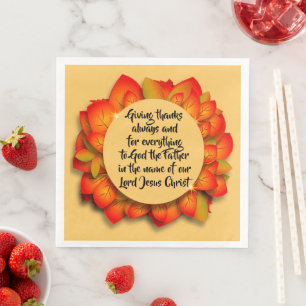 Serviette En Papier Citation Bible Thanksgiving Autumn Leaf
