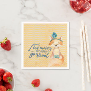 Serviette En Papier Citation Boho Fox Amour