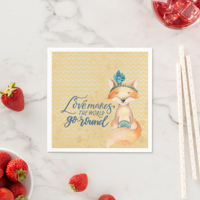 Serviette En Papier Citation Boho Fox Amour (En situation)
