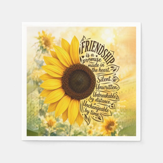 Serviette En Papier Citation d'amitié tournesol (Devant)