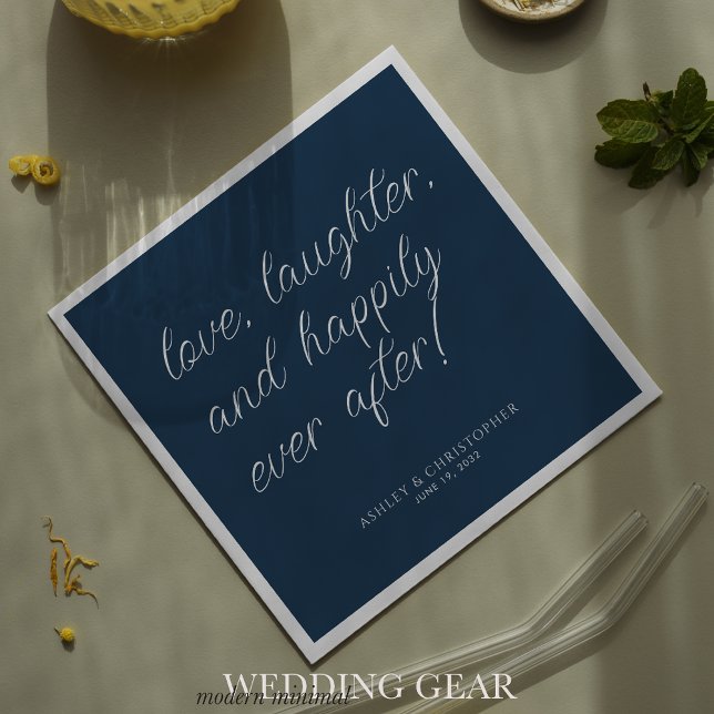 Serviette En Papier Citation d'amour Minimal typographique Navy Blue C (Créateur téléchargé)
