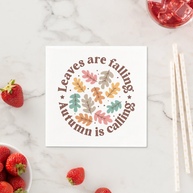Serviette En Papier Citation d'automne Boho (En situation)