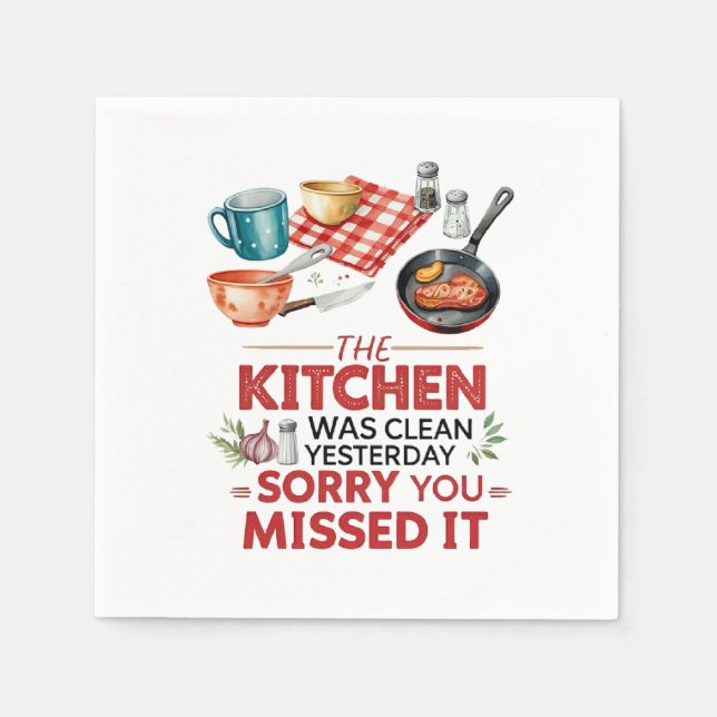 Serviette En Papier Citation de Cuisine amusante avec des ustensiles (Devant)
