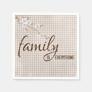 Serviette En Papier Citation de famille sur Gingham