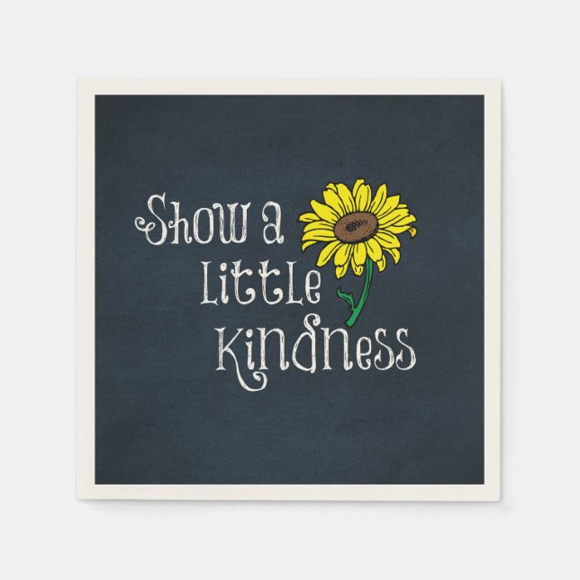 Serviette En Papier Citation de gentillesse inspirante avec tournesol (Devant)