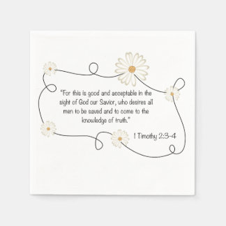 Serviette En Papier Citation de la Bible Fleur Christian Daisy