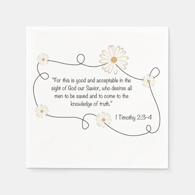 Serviette En Papier Citation de la Bible Fleur Christian Daisy (Devant)