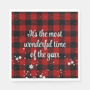 Serviette En Papier Citation de Noël sur Buffalo Plaid