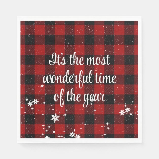 Serviette En Papier Citation de Noël sur Buffalo Plaid (Devant)