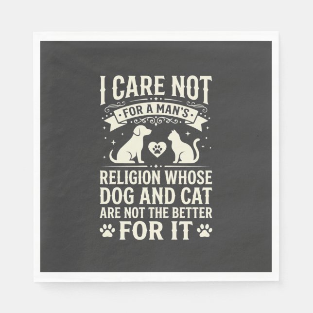 Serviette En Papier Citation de religion de chien et chat (Devant)