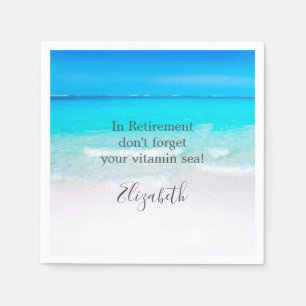 Serviette En Papier Citation de retraite Plage mer et sable