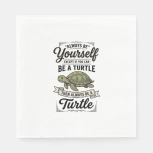 Serviette En Papier Citation de Tortue Drôle Design de Gravure Vintage