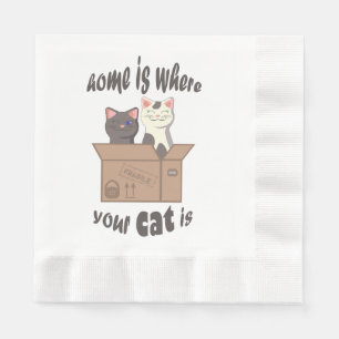 Serviette En Papier Citation drôle Accueil est où est votre chat
