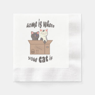Serviette En Papier Citation drôle Accueil est où est votre chat