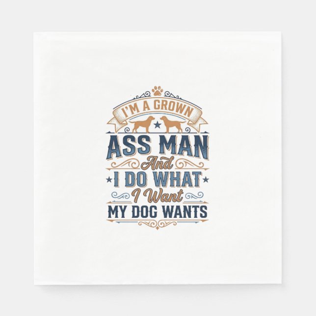 Serviette En Papier Citation drôle de propriétaire de chien Design vec (Devant)
