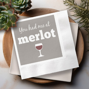 Serviette En Papier Citation drôle de vin - vous m'avez eu au merlot