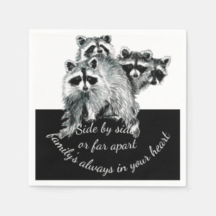 Serviette En Papier Citation Famille Inspiré Couleur Aquarelle Raccoon
