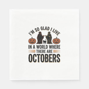 Serviette En Papier Citation Halloween Vintage Octobre Dessin Chat Cit