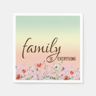 Serviette En Papier Citation Inspirante de Famille avec Fleurs Sauvage