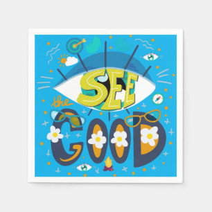 Serviette En Papier Citation inspirante positive bleu vibrant d'été