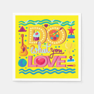 Serviette En Papier Citation inspirante positive jaune vibrant d'été