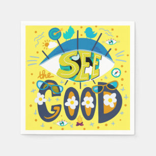 Serviette En Papier Citation inspirante positive jaune vibrant d'été