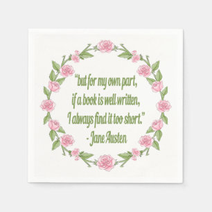 Serviette En Papier Citation inspirée au sujet des livres par Jane