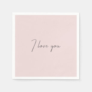Serviette En Papier Citation Je T'Aime Mariage Saint-Valentin Rose Pâl