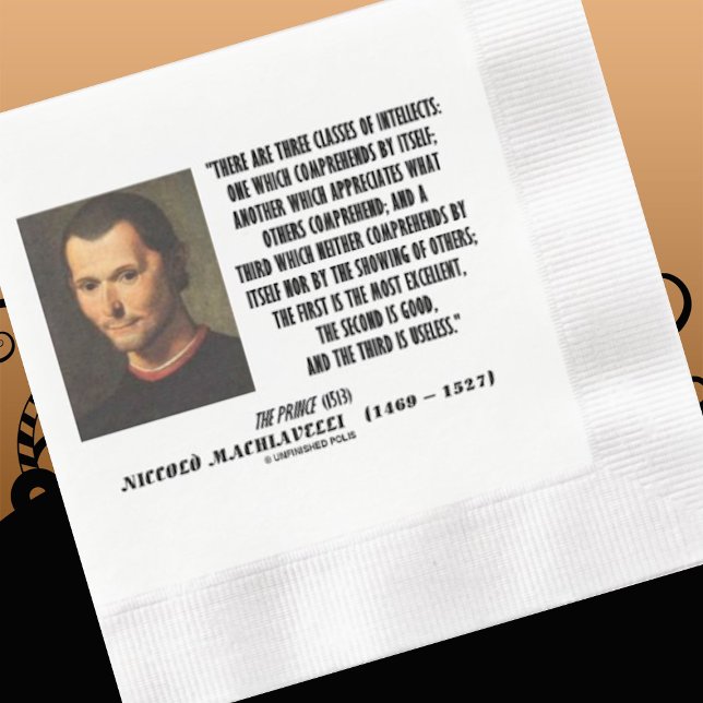 Serviette En Papier Citation Machiavelli Trois Classes D'Intelligents (Let your wry intelligent side shine at your next event with this Machiavelli quote paper napkin! )