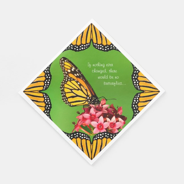 Serviette En Papier Citation : Monarch Butterfly Floral Photography (Coin)