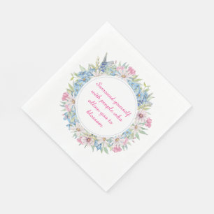 Serviette En Papier Citation Motivationnelle Pink Blanc Bleu Floral Wr
