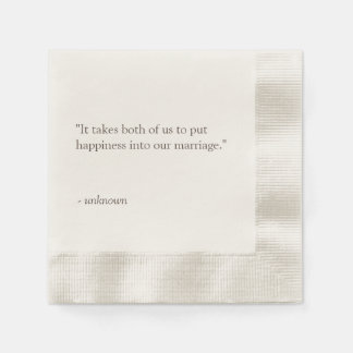 Serviette En Papier Citation personnalisée ou Chanson Lyrique Mariage 