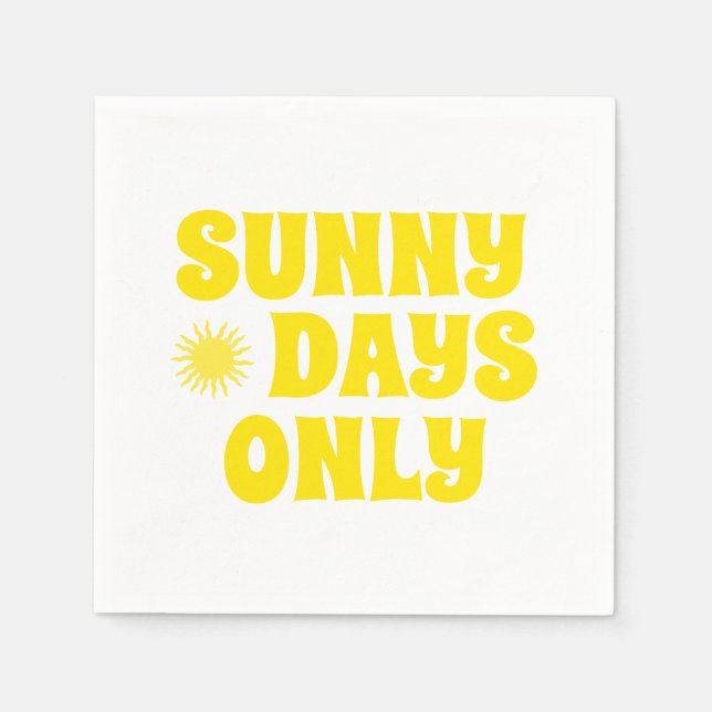 Serviette En Papier Citation Retro Sunny Days Only Joyeuse Fête d'Été (Devant)