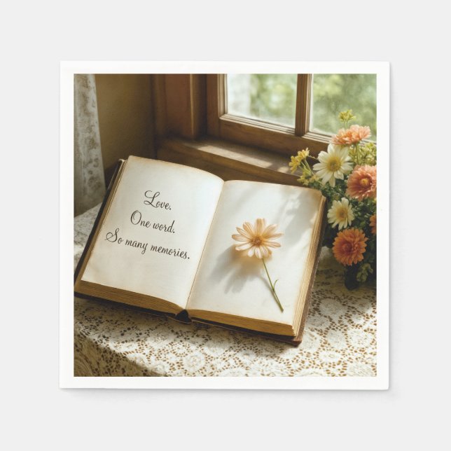 Serviette En Papier Citation romantique d'anniversaire dans un journal (Devant)