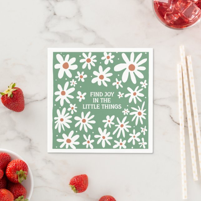 Serviette En Papier Citations Florales Boho  (En situation)