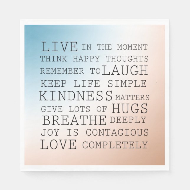 Serviette En Papier Citations Inspiration Blue Brown Ombre (Devant)