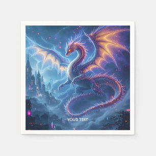 Serviette En Papier Cité fantastique du dragon bleu mignon