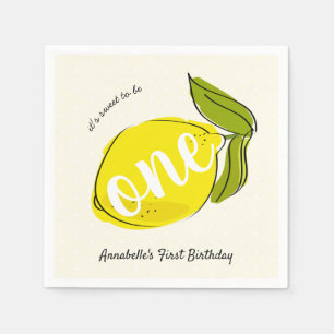 Serviette En Papier Citron 1er Anniversaire Papier jaune clair