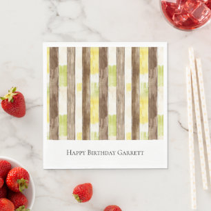 Serviette En Papier Citron Citrus Jaune Citron Vert Faux Bois Rayé Ann