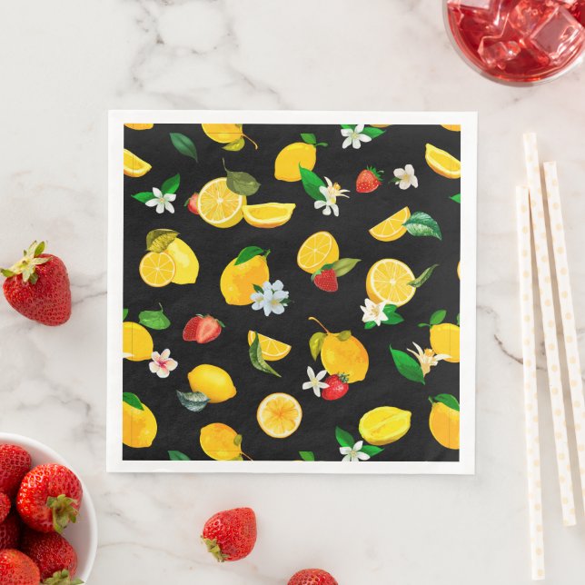 Serviette En Papier Citron et fraise 5 (En situation)