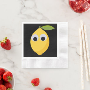 Serviette En Papier Citron, fruit sucré avec des yeux mobiles