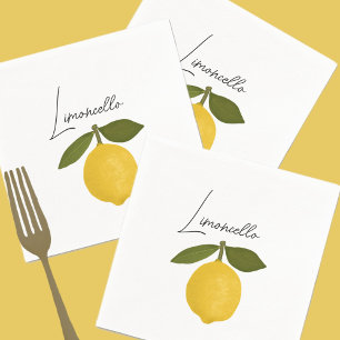 Serviette En Papier Citron jaune avec feuilles vertes Agrumes frais