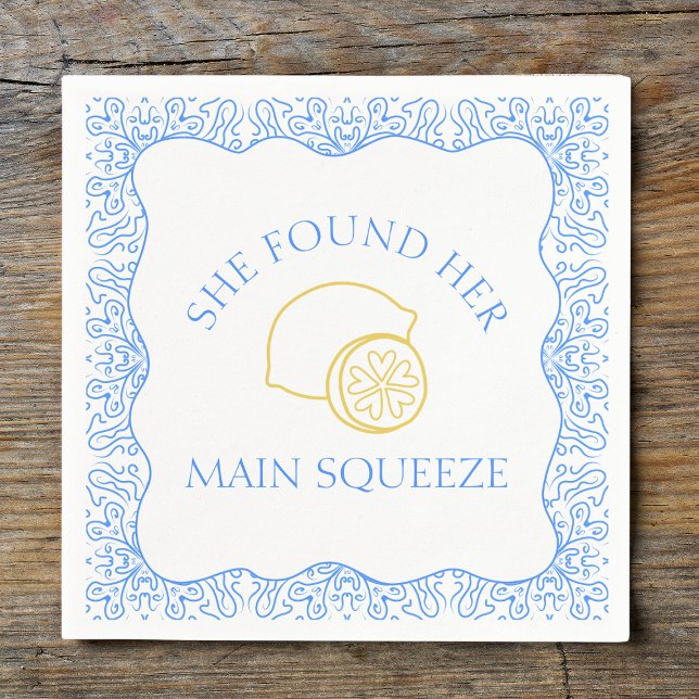 Serviette En Papier Citron 'Main Squeeze' Fun Fun Bachelorette Party (Créateur téléchargé)